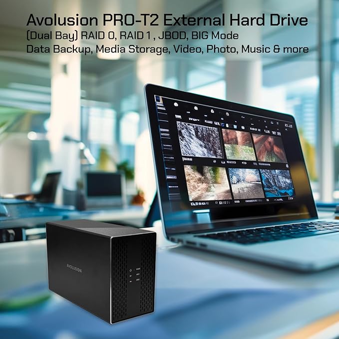 Avolusion PRO-T2 Series 44TB (22TB x2) Dual Bay USB 3.0 External Hard Drive (JBOD, RAID0, RAID1, Big) for Desktop PC / Laptop (Windows OS) (Renewed)