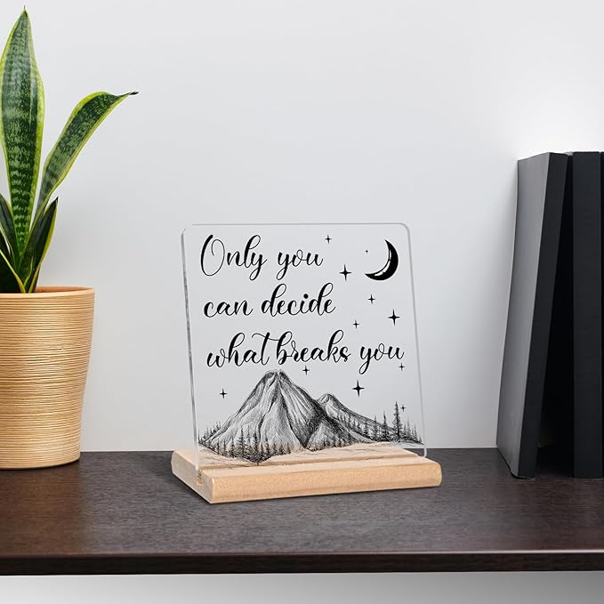 Acotar Gifts for Book Lovers, Bookworms, Nerds, Readers, Only You Can Decide What Breaks You Acrylic Plaque Sign, Book Merch Gift, Inspirational Gifts