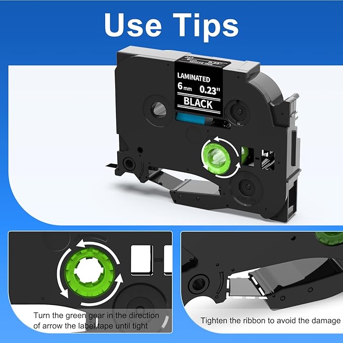Labelife Black Label Tape 6mm Replace for Brother P Touch TZe-315 TZe TZ Tape 6mm 0.23 Laminated Black 1/4 for Brother Label Maker PT-D210 PT-D220 PT-H110 PT-D400, 4-Pack, White on Black