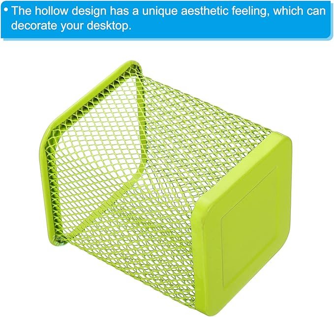 PATIKIL Mesh Pen Holder, Pencil Holder Pencil Basket Pen Cup Locker Organizer Square Makeup Brush Holder for Desk Accessories, Green