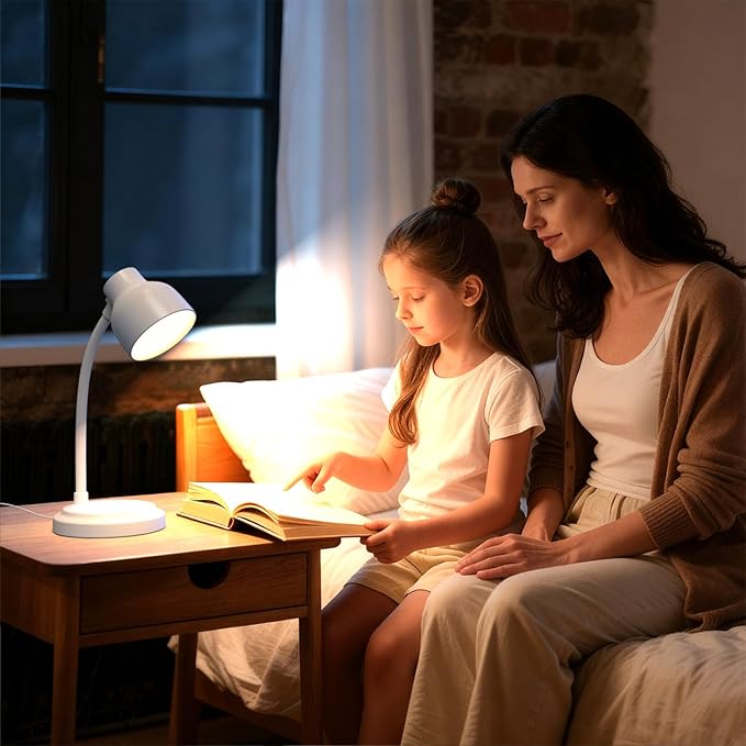 LED Desk Lamp for Office Home,Table lamp,Desk Lamp for College Dorm Room,4 Brightness Dimmable Table Lamp,Reading Light with a Timer Function(White)