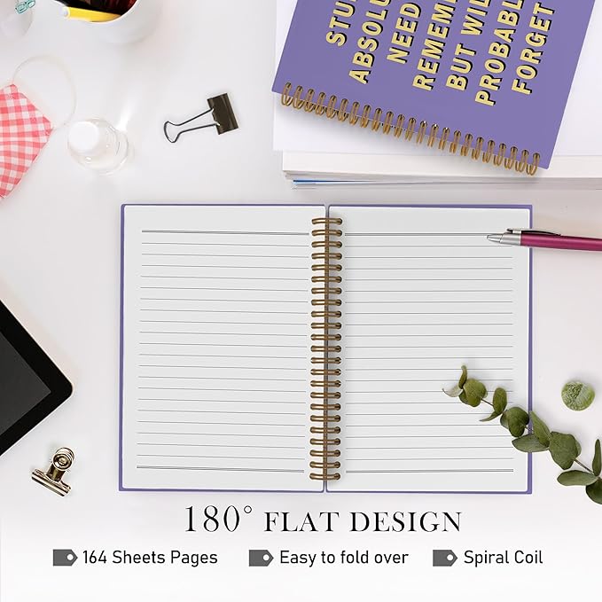 Funny Purple Office Spiral Notebook, Funny Purple Office Supplies Gifts for Coworkers, Stuff I Absolutely Need to Remember but Will Probably Forget Journal Notebook, Snarky Humor Notebooks for Work, 5.5x8.3In