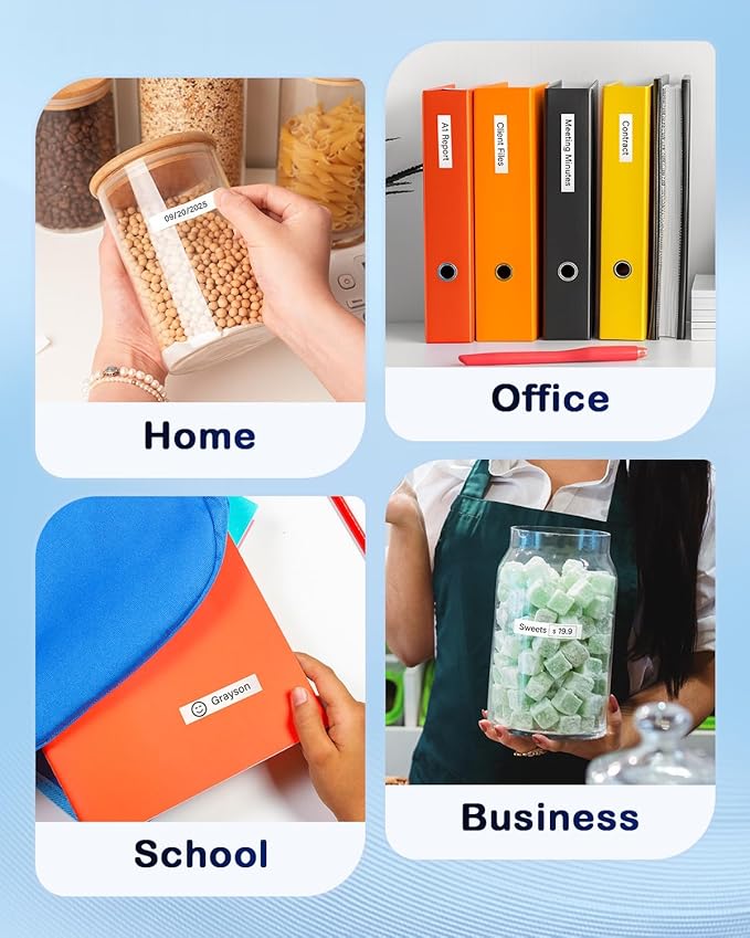 Anycolor LK-4WBN Replace for Epson Label Maker Tape LC-4WBN SS12KW 12mm 0.47" Label Tape Refill Used for Epson LabelWorks LW300 LW400 LW600P LW700, Black on White, 1/2" x 26', 8-Pack