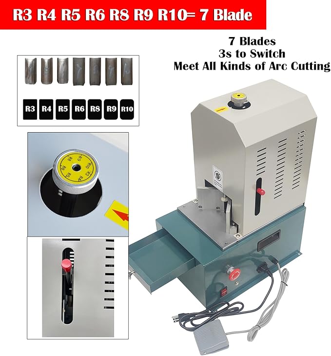 INTBUYING Electric Corner Rounder, Round Corner Cutter Cutting Machine, Corner Rounding Machine, Feature 7 Types of Blades R3 R4 R5 R6 R8 R9 R10, with Foot Switch for Notebook Name Cards PVC Paper