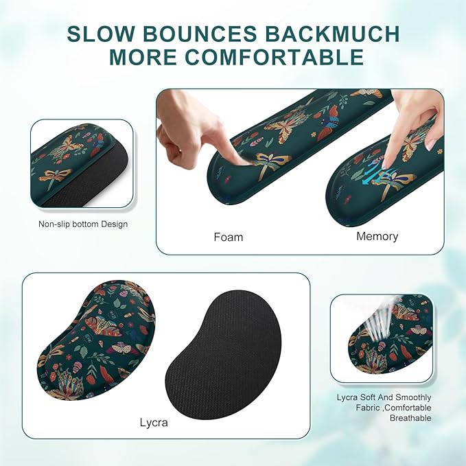 iCasso Large Mouse pad for Desk, Computer Desk Mat, 3Pcs XXL Keyboard and Mouse Pad + Keyboard Wrist Rest, Desk Matt for Desktop, Easy Typing Pain Relief Ultra Thick Mousepad Keyboard Mat(Green)