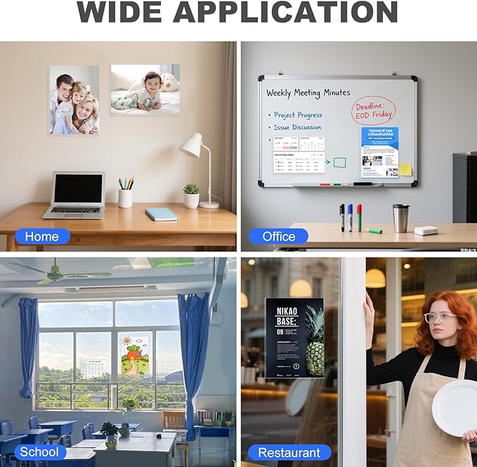 30 Pack 8.5'' x 11'' Inch Magnetic Sign Holders, Rigid Print Protectors, Paper Holder With Adhesive Tape, Plastic Document Holder For Posters Letter Paper Picture, Wall Mount Magnetic Frame for Refrigerator Window, Door, Home, Office, and Store