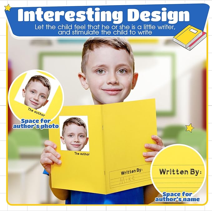 Henoyso 12 Pcs Primary Composition Notebook K-2 9 3/4 x 7 1/2 Inch Primary Journal, Back to School Supplies, Bulk Blank Writing Book for Kid to Write Draw Journal 60 Page Notebooks (Colorful)