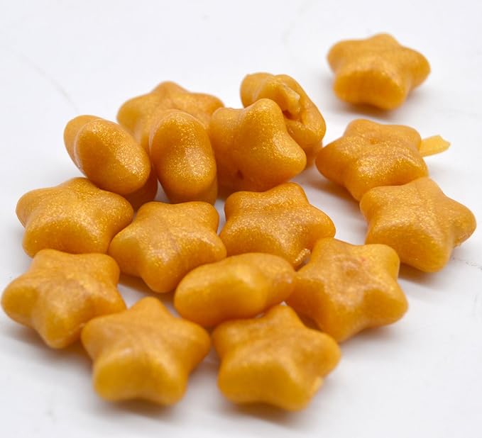 TELOSMA 100 Stars Shape Sealing Wax Beads - Big Wax Seal Beads in Glass Jar, Making Wax Seals for Wedding or Event Party Invitation, Thanks Card Envelope, Gift Wrapping - Glitter Yellow