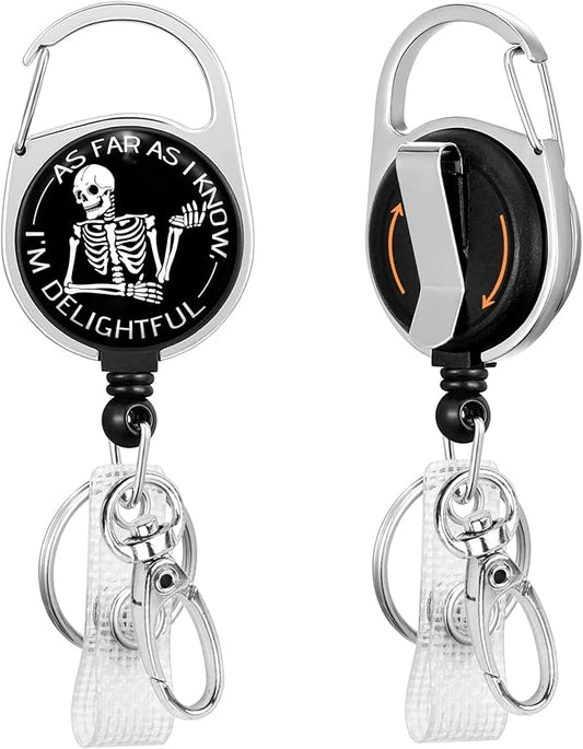 Gctriki Funny Nurse Badge Reel Retractable Heavy Duty with 360°Swivel Carabiner Clip, Sarcastic Xray ID Badge Holder, Nurse Teacher ID Card Holder Retractable Keychain Skeleton Name Badge Clip