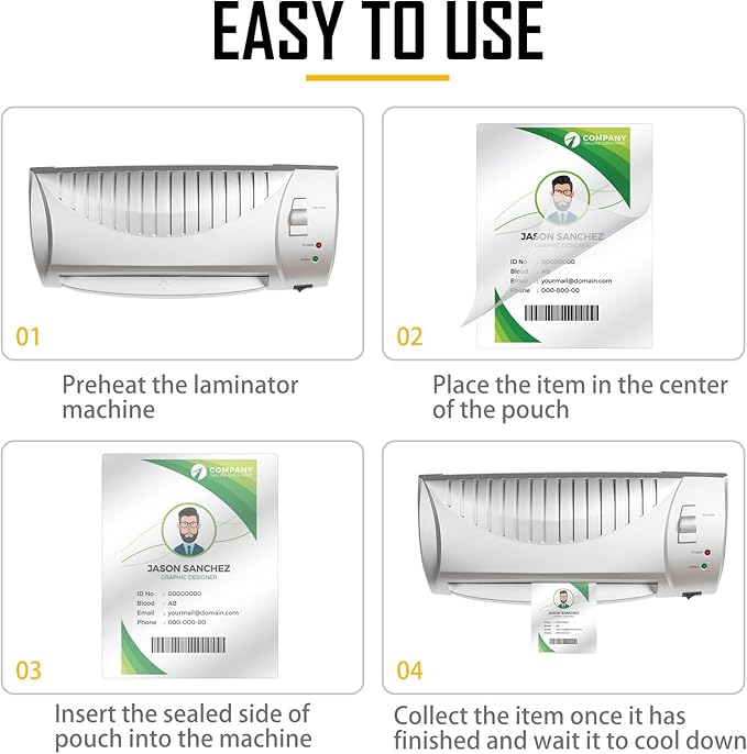 Sherr 200 Pack 10 Mil Laminating Pouches Thermal Laminating Sheets Letter Size Clear Plastic Paper Hot Glossy Sheets Office Supplies (2.6 x 3.9 Inch)