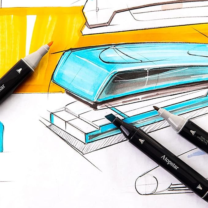 80 Colors Alcohol Markers Artist Drawing Art for Kids Dual Tip Adult Coloring Painting Supplies Perfect Boys Girls Students Adult(80 Black Shell)