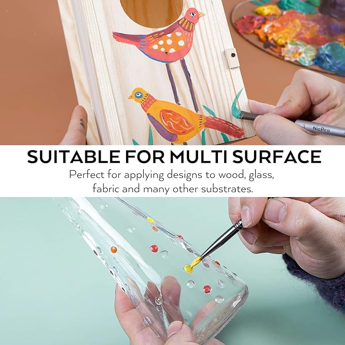 Nicpro 14 Colors Large Bulk Acrylic Paint Set (16.9 oz,500 ml) Rich Art Painting Supplies, Non Toxic for Multi Surface Rock Canvas Wood Ceramic Leather Fabric Craft, for Kids Adult with Color Wheel