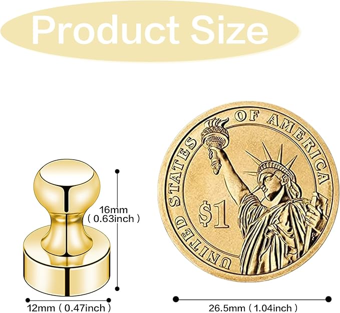 LOVIMAG 200Pcs Gold Fridge Magnets, Small and Strong Magnets for Whiteboard, Office, Classroom, Map, Kitchen Accessories, Office Accessories, Locker Accessories