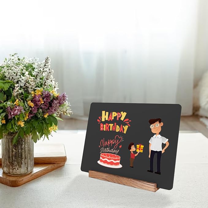 NEWNEWSHOW 8.7x12 Inch Chalkboard Signs, Erasable Message Blackboard Sign with Wood Base for Shop Wedding Kitchen Home Party Decoration (1 Pack 8.7x12)