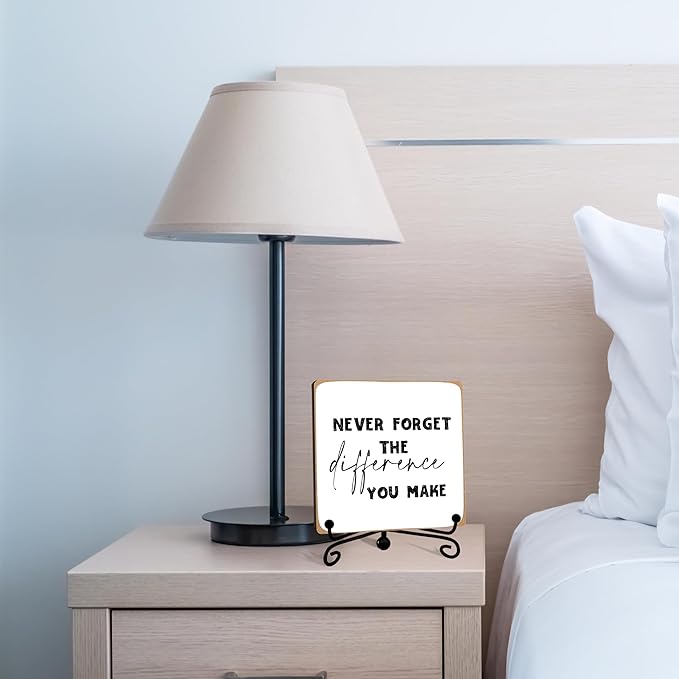 Wooden Inspirational Sign, 4" x 4" x 0.2", Black, Rustic Cottage Style, Tabletop, MDF Material for Coworker, Colleague, Boss, Leader, Friend