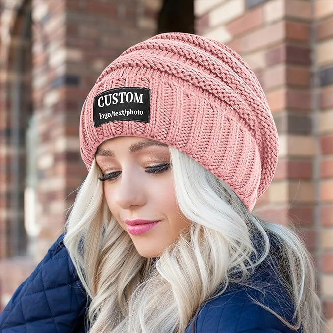 Custom Beanie for Men Women Bulk Custom Winter Hat Beanies with Logo Text Image Personalized Knit Hats Gifts for Business