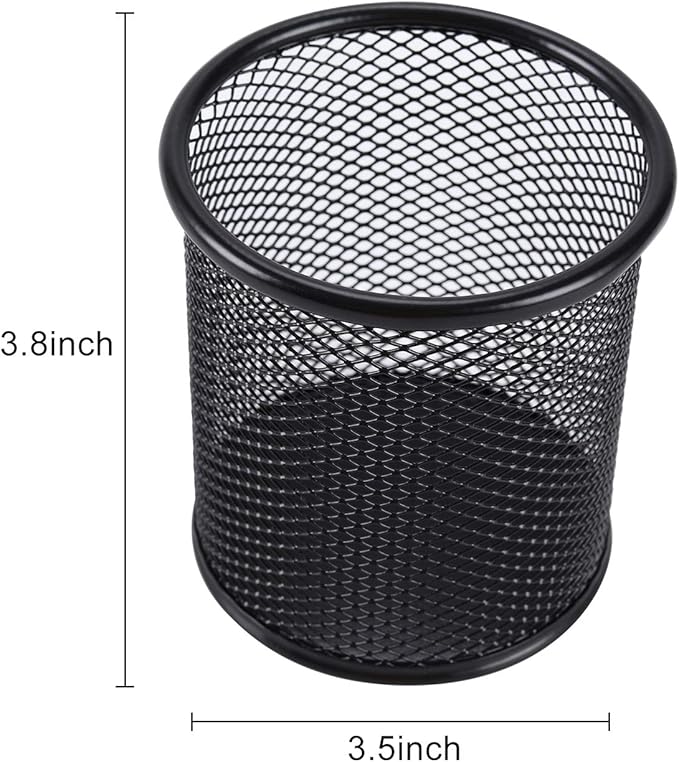 EasyPAG Metal Mesh Pen Holder for Desk Office Black 2 Pack Pencil Holder, Pen Holder Cup, Pencil Cup Holder, Pen Organizer