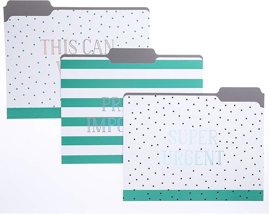 Graphique Green Dots File Folder Set – Each Folder Measures 11.75" x 9.5", Set Includes 9 Folders with 3 Unique Designs, Durable Triple-Scored Coated Cardstock (FIF045)