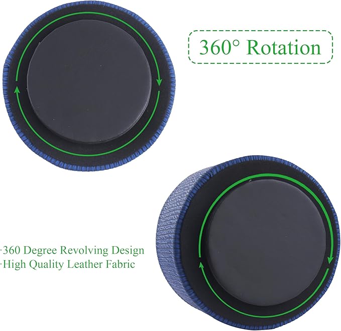 Hennaja Round Leather Art Supply Organizer,Remote Control Holder,360 Degree Spinning,Multi-Functional Pencil Holder,4 Compartments Desktop Stationary Organizer(1-Vertical Wood Blue)