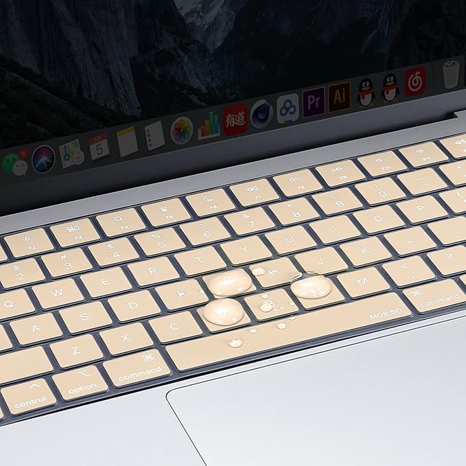 MOSISO Keyboard Cover Skin Compatible with MacBook Air 15 inch M3 A3114 M2 A2941/Air 13.6 A3113 A2681/Pro 14/16 M4 M3 M2 M1, Apricot