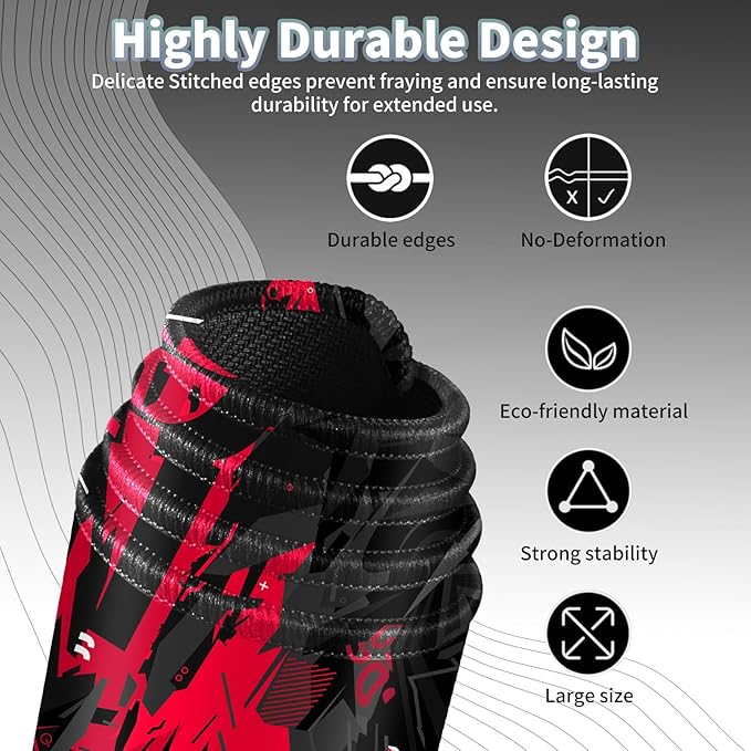 Gaming Mouse Pad, EDGFRTOIO Keyboard Mouse Pad 31.5x15.7 inch XXL Large Computer Laptop Cool Desk Mat with Non-Slip Rubber Base and Stitched Edge for Home Office Work, Black Red Graffiti