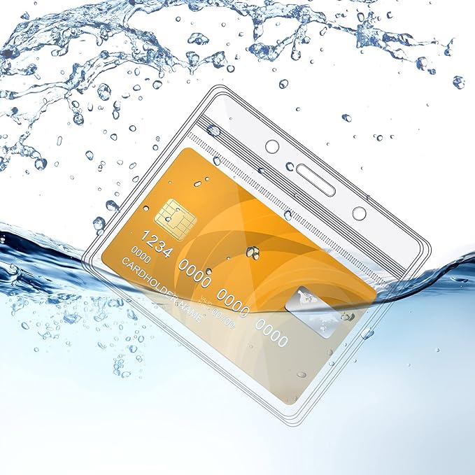 Zonon 150 Pcs Name Badge Holders Clear Plastic ID Card Name Tag Holders Badge Sleeves Horizontal Waterproof Transparent PVC Sleeve Cover Pouch for Office School Travel(3.35 x 3.94 Inch)