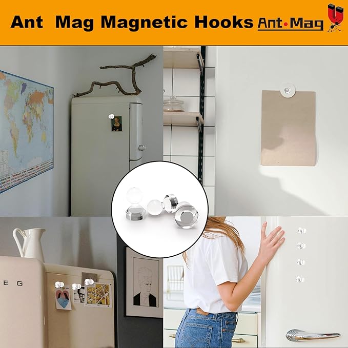 Ant Mag Magnetic Push Pins 48pcs Strong Whtieboard Pins Magnets Perfect Use for Map Fridge Kitchen Home Office Classroom