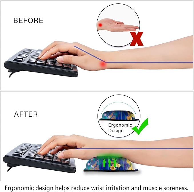 ArtSo Mouse Pad Keyboard Wrist Rest Support Ergonomic, Upgraded Cushion Mousepad Gel Memory Foam Non-Slip Rubber Base Pain Relief & Easy Typing for Home,Office, Oil Painting Flowers