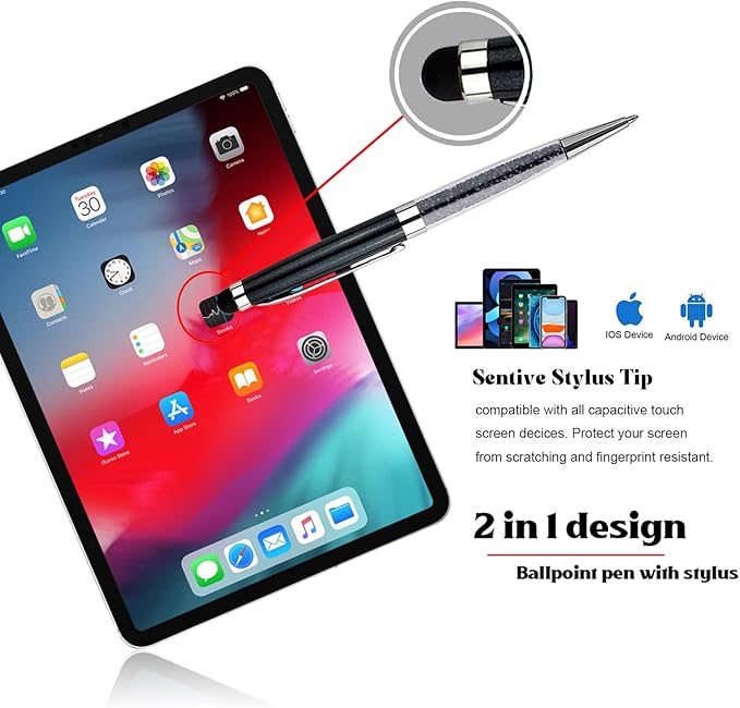 Personalized Business Pens with Stylus - Custom Engraved Metal Ballpoint Pen for Executives, Teachers, and Students. Ideal Gift for Graduations, Promotions 12pcs/Pack