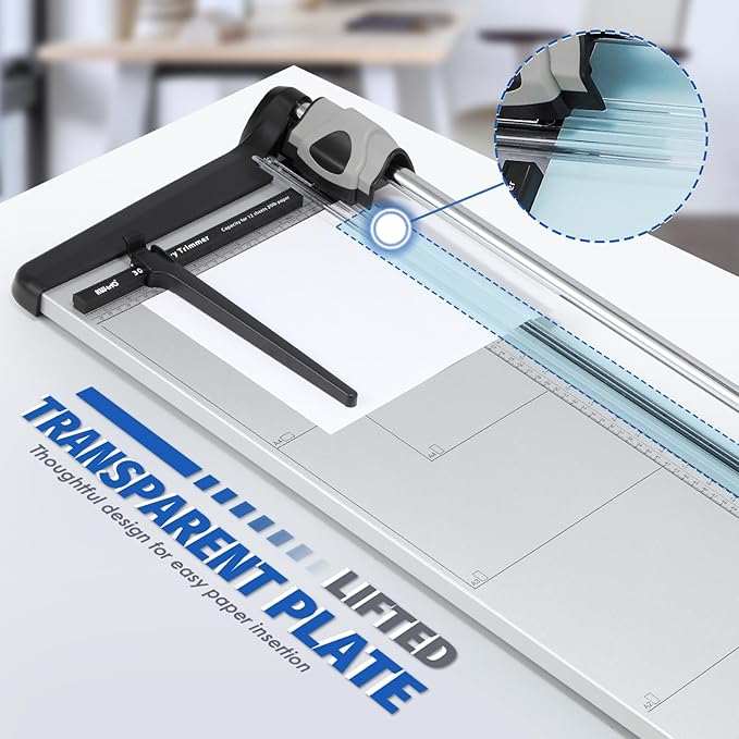 Rotary Paper Trimmer, 15 Sheets Heavy Duty Paper Trimmer, 670mm(26.37") Cutting Length, Commercial Grade Rotary Paper Cutter for Home/Office/School, Black & Silver