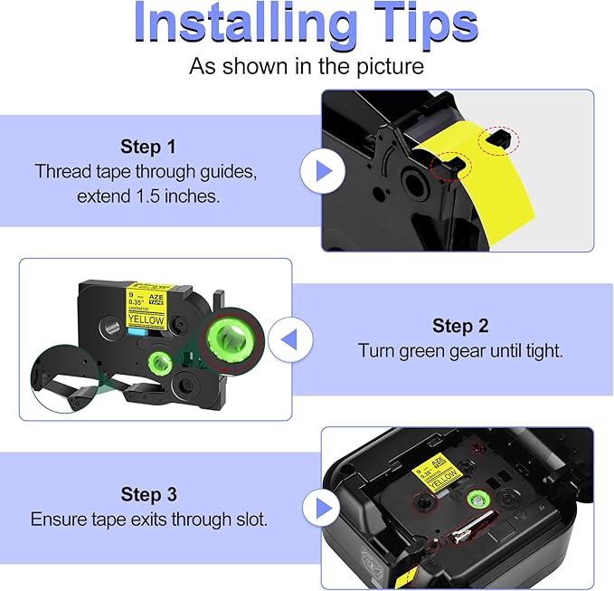 2 Pack Compatible for Ptouch TZe-621 TZ-621 Label Maker Tape TZe621 TZ621 Black on Yellow 9mm 0.35 Inch Laminated TZe TZ Label Tape for PT-H110 PT-9700PC PT-1880 PT-1230PC PT-1280
