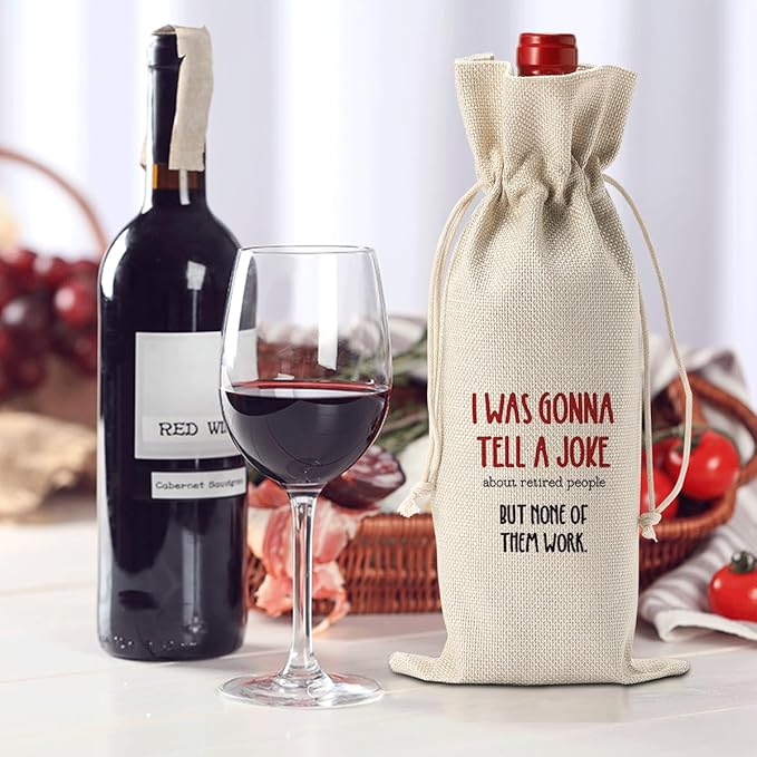Funny Retirement Gifts for Woman Men Retirement Wine Gifts Bag Happy Retirement Party Decorations Retired Gifts Leaving Gifts for Coworkers Boss