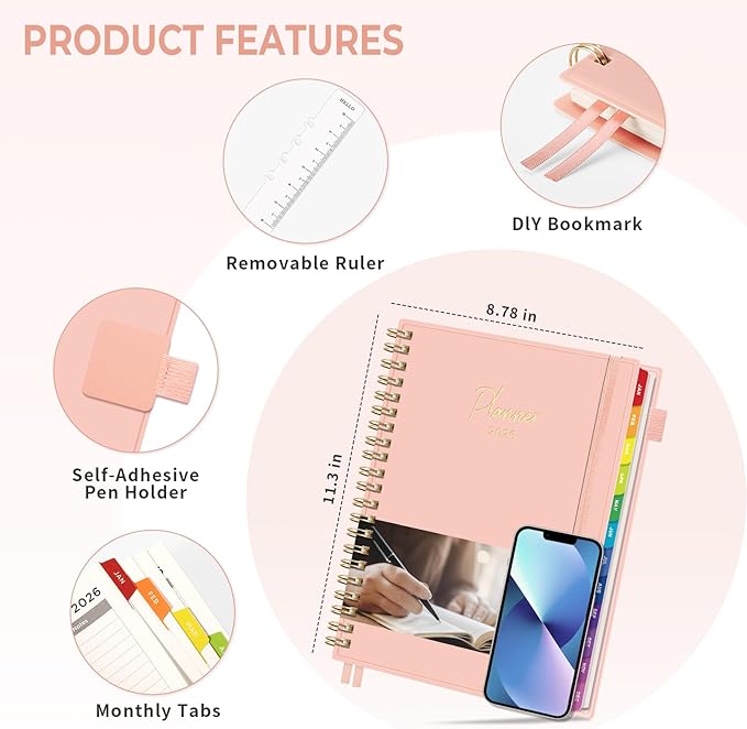 EMSHOI 2026 Appointment Book, A4 15-Minute Hourly Planner, JAN 2026 - DEC 2026, Daily Weekly Monthly, 100GSM Thick Paper, PVC Cover, Colorful Tabs - for Work, School, Salon Scheduling