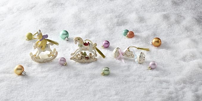 Lenox Ornament, 2025 Vintage Rocking Horse Christmas Tree Ornament, Porcelain with Gold Accents and Hanging Cord, Christmas Tree Decorations, Winter Home Decor, Winter Decor (Multicolor, 1 Piece)