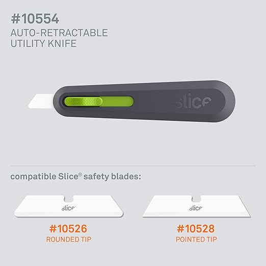 Slice Auto-Retractable Utility Knife, Heavy Duty Box Cutter, Safe Ceramic Blade Lasting 11x Longer Than Metal, 1 Pack