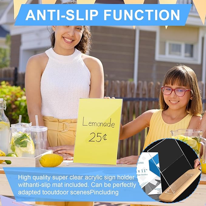 EHWINE 12 Pack Acrylic Sign Holder 8.5 x 11, L Shape Clear Plastic Display Stand, Slanted Back Picture Frame Menu Flyer Paper Display Stand up Table Top Sign Holders for Restaurant, Office and School