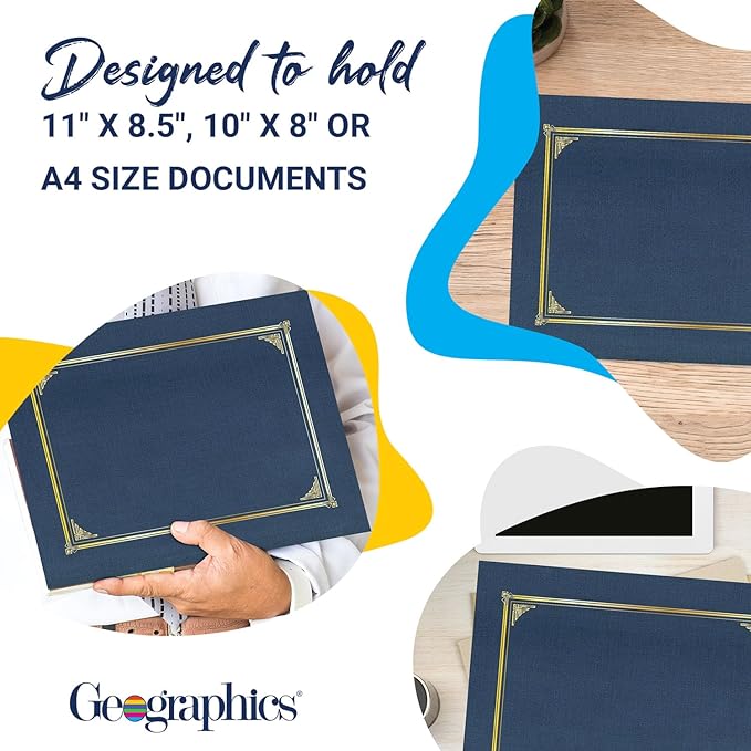 Classic Linen Document Covers, 12.5” x 9.75”, Navy Bue (25 Pack)