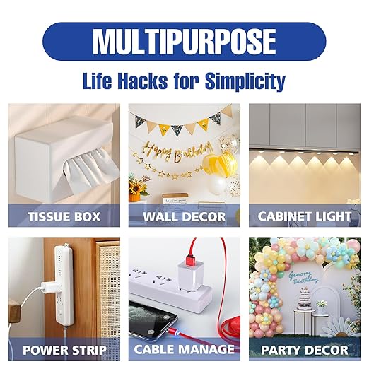 Double Sided Tape Heavy Duty, 20ft Two Sided Nano Tape Adhesive,Double Stick Mounting Tape for Rug, Removable Wall Tape Sticky Poster Decor Carpet Tape(2 Rolls)