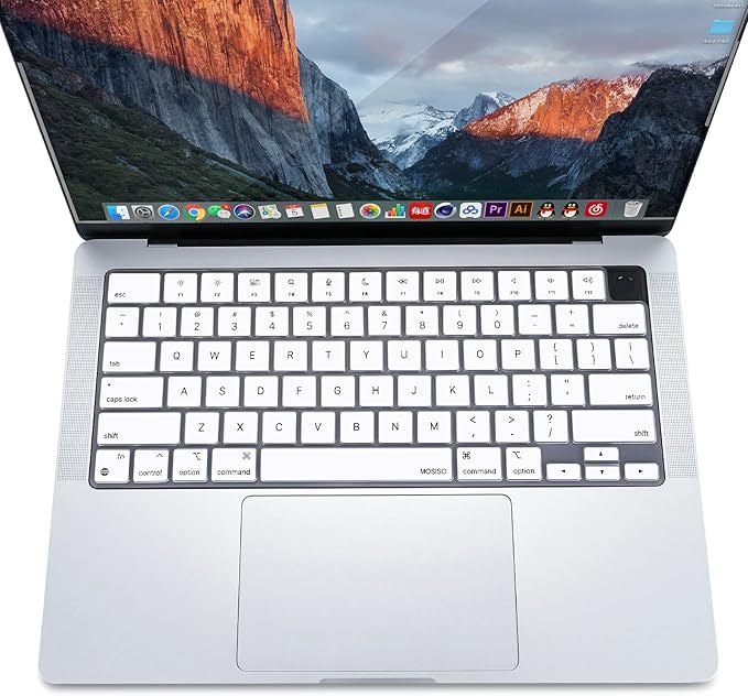 MOSISO Keyboard Cover Skin Compatible with MacBook Air 15 inch M3 A3114 M2 A2941/Air 13.6 A3113 A2681/Pro 14/16 M4 M3 M2 M1, White