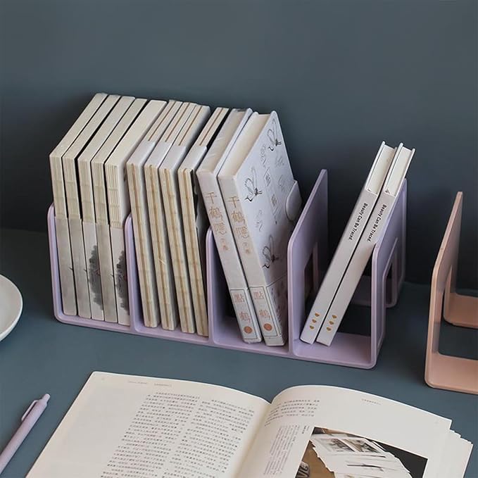 2PCS Acrylic File Organizer for Desk, Desktop Document/Mail Organizer, 4 Compartments Plastics Invisible Bookshelf Floating (12.5" x 5.7" x 5", Black)