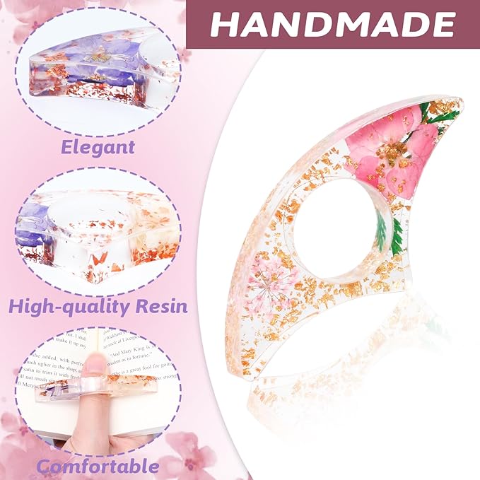 Book Page Holder, Kaluofan 2PCS Thumb Book Page Holder, Book Accessories for Reading Lovers, Handmade Dried Flower Book Opener Holder Thumb, Meaningful Gifts for Book Lovers Teachers Students