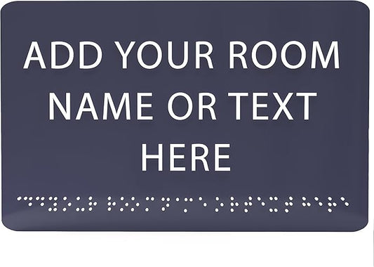 9" X6" Personalized Custom Sign - ADA Compliant Tactile Graphics Grade 2 Braille Text Acrylic Wall Signs - Add Your Room Name Text Sign for Home School Office Business Workplace