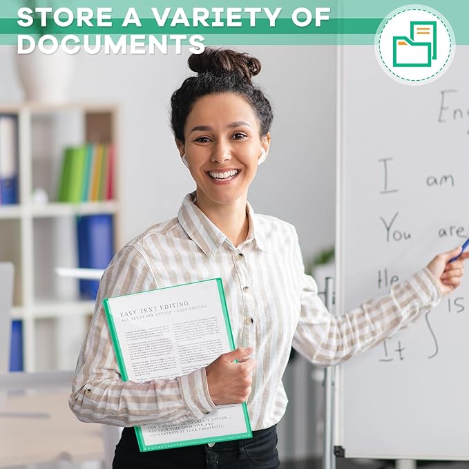 Henoyso 48 Pcs Plastic Folders with Clear Front Pocket and 3 Prong Take Home Plastic 2 Pocket Folder Back to School for Students Parent Teacher Communication for School Office (Green)