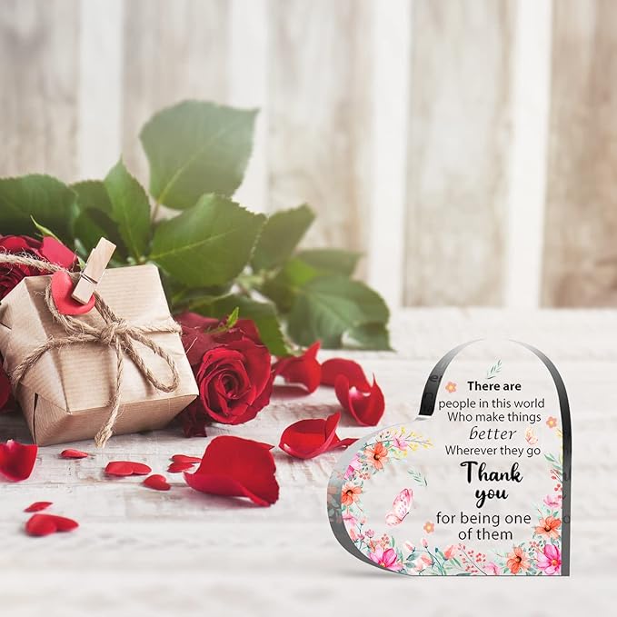 Appreciation Gifts for Women, Acrylic Heart Keepsake,Inspirational Gifts for Coworker Boss, Office Going Away Farewell Retirement Gifts,Thank You Gifts for Women,Graduation Gifts