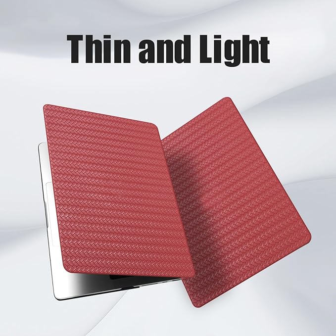 DTangLsm for MacBook Air 13 inch Case 2022 2021 2020-2018 Release A2337 M1 A2179 A1932, Woven Fabric Textured Elegant Leather Hard Shell Cover for MacBook Air 13.3 M1 Case + Keyboard Cover, Burgandy