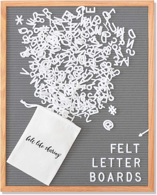 Felt Like Sharing Letter Board (Gray Felt - 16”x20”) – Changeable Message Board with 3 Sets of Felt Board Letters – Statement Wall Sign for Quotes, Home or Holiday Decor In Oak Frame
