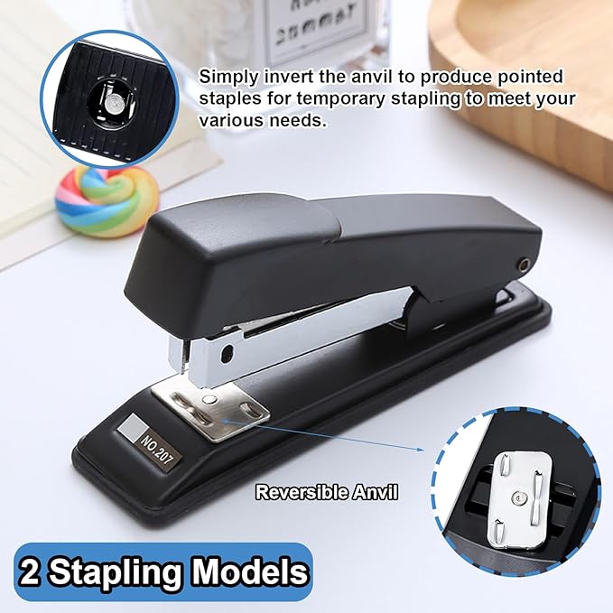 2 Pieces Stapler,25 Sheet Capacity Staplers with 2000 Standard Staples,Desktop Staplers Heavy Duty,Office Standard Stapler for School Office,Black & Blue