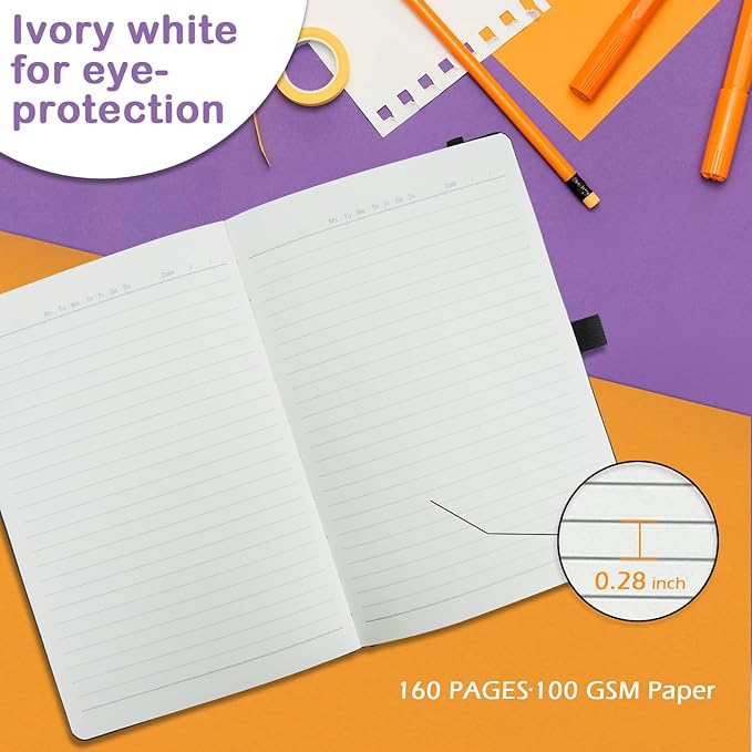 Lined Journal Notebooks for Work, Travel, College, A5 Size 100 GSM Thick Paper, Classic Ruled Journaling Notebook, Hardcover Notepad for Writing 160 Pages, 5.5 x 8.3 inch, Sky Blue