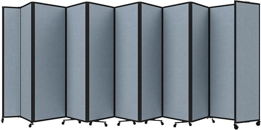 Versare Room Divider 360 Portable Wall Partition | Folding Panels | Large Freestanding Divider | Locking Wheels | Temporary Room Separator