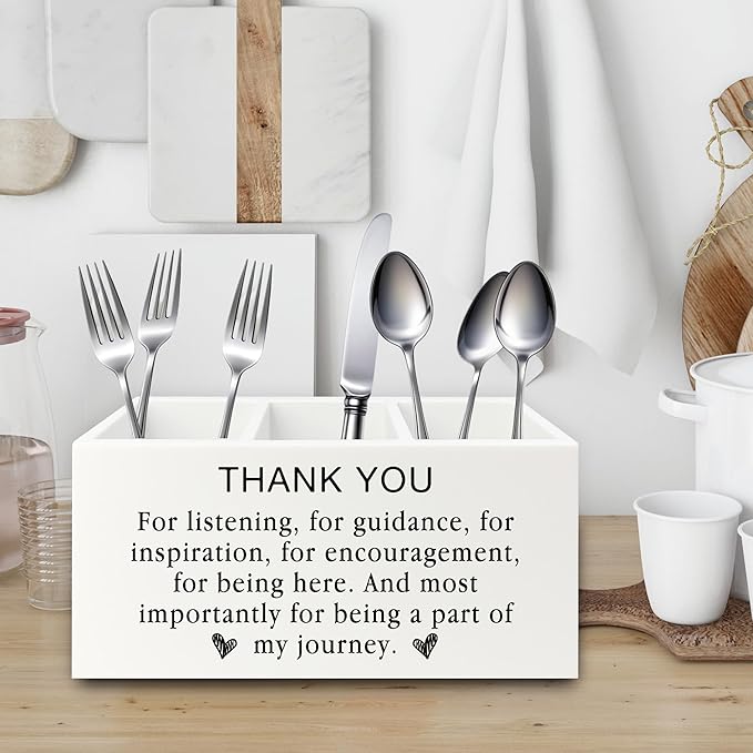 Thank You Pen Pencil Holder Organizer for Desk, Thank You Gifts for Friends Teachers Leaders Boss Mentor, Appreciation Gifts Wooden Box Sign for Home Office Desk Tabletop Decorations